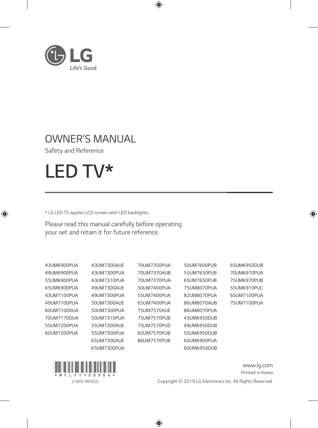LG 70UM7350PUA Owner's manual | Manualzz