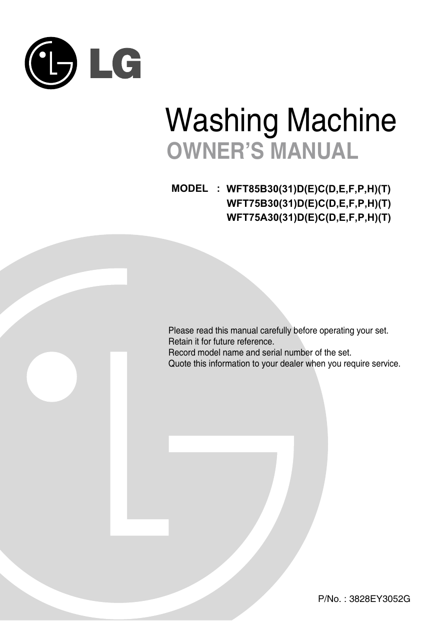 Lg Wft85b30eht Owner S Manual Manualzz