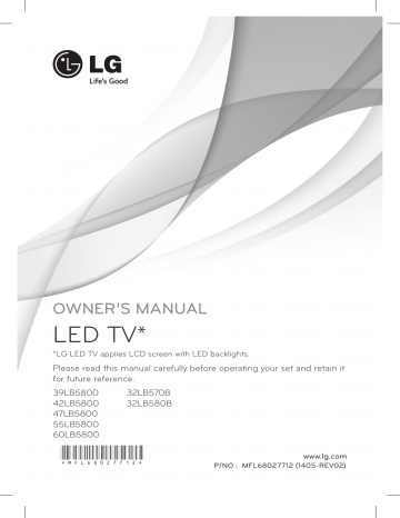 LG 32LB580B Owner's Manual | Manualzz