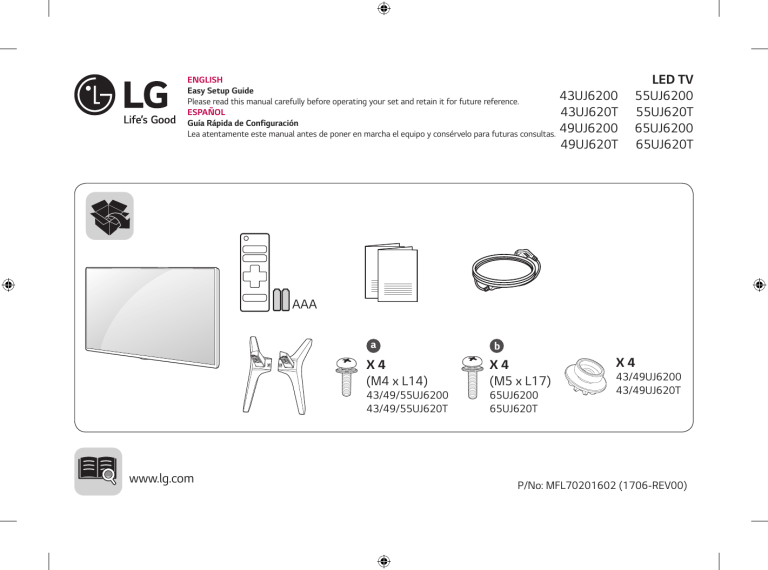 LG 55UJ620T, 49UJ620T, 49UJ6200, 43UJ6200, 65UJ6200, 43UJ620T, 55UJ6200