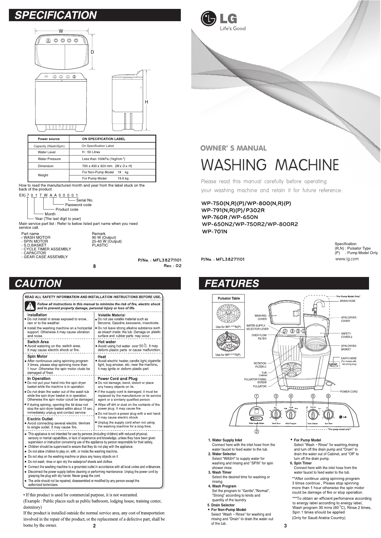 Lg Wp 610n Wp 701n User Manual Manualzz
