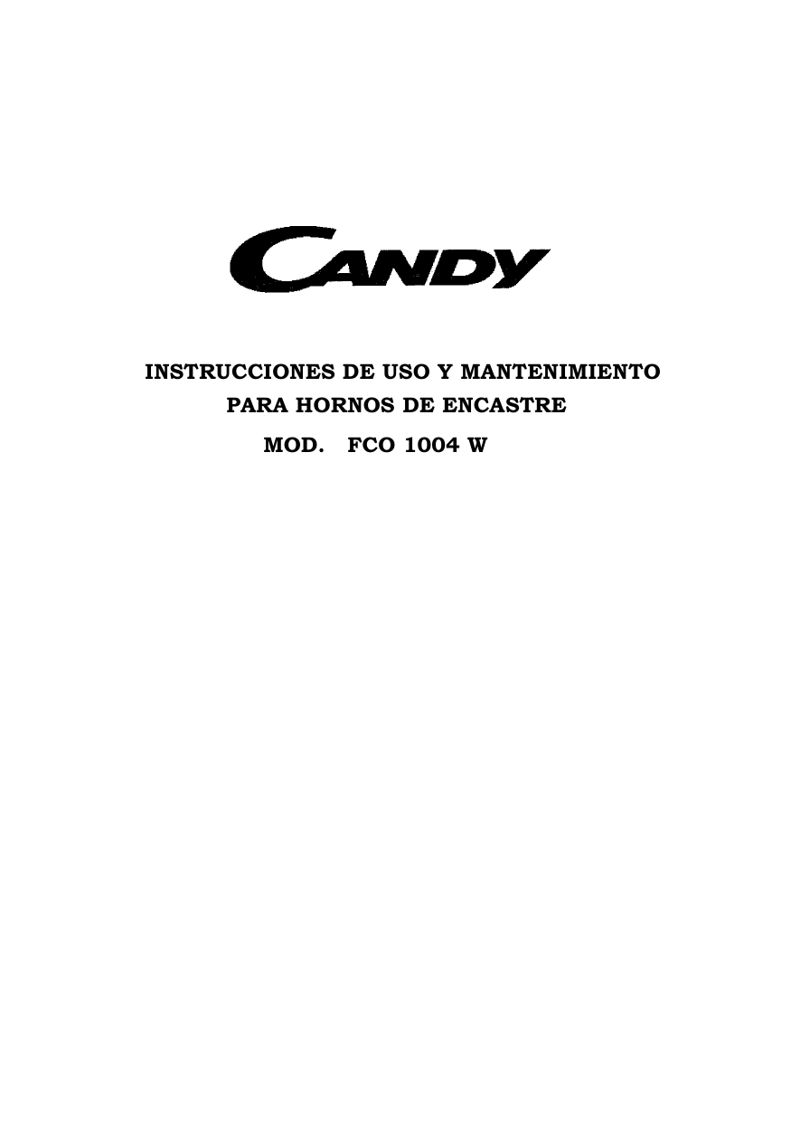 Candy FCO 1004 W Manual de usuario | Manualzz