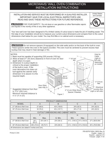 Frigidaire FGMC3066UF Installation Instructions | Manualzz