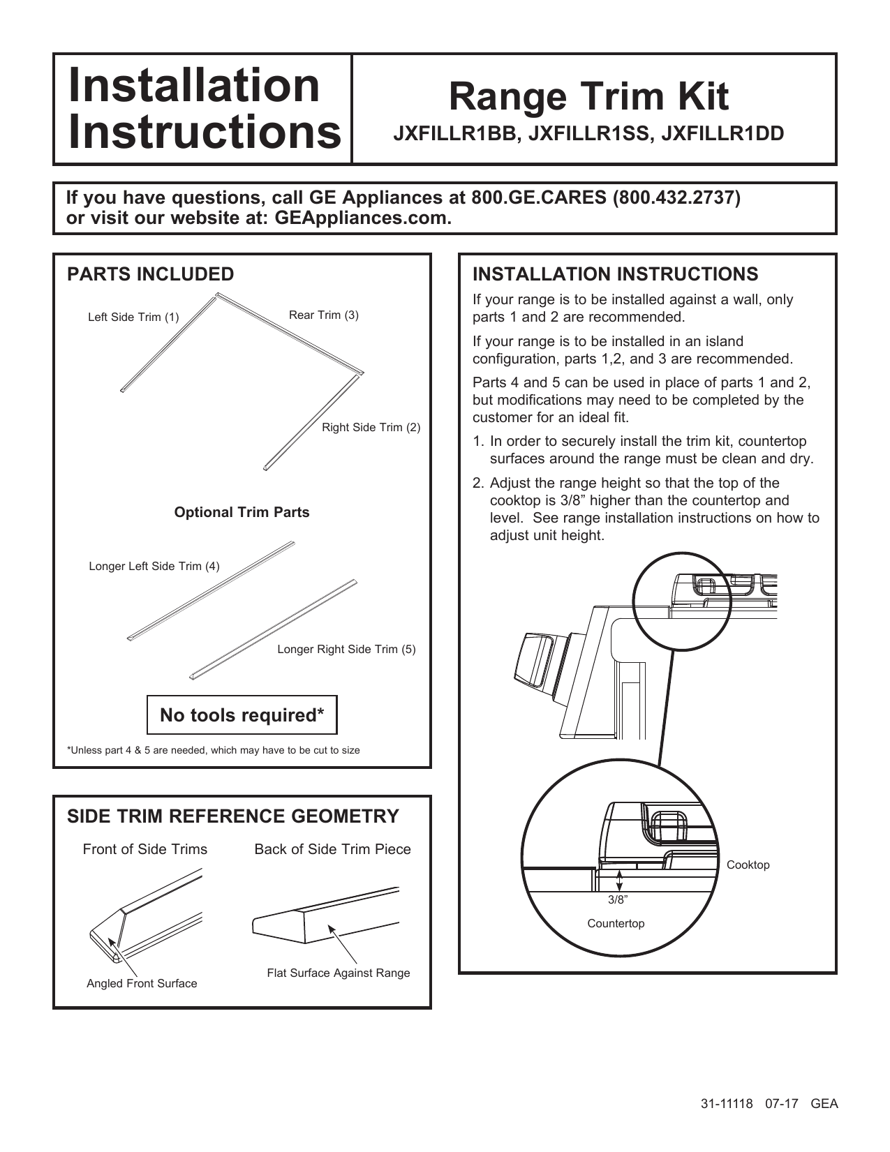 GE JXFILLR1DD, JXFILLR1BB, JXFILLR1SS Installation guide Manualzz