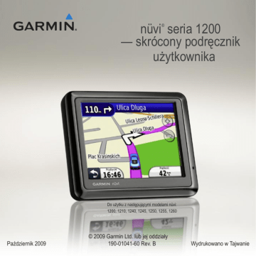 Garmin nuvi 1200, GPS, Europe RACC Skrócony podręcznik użytkownika | Manualzz