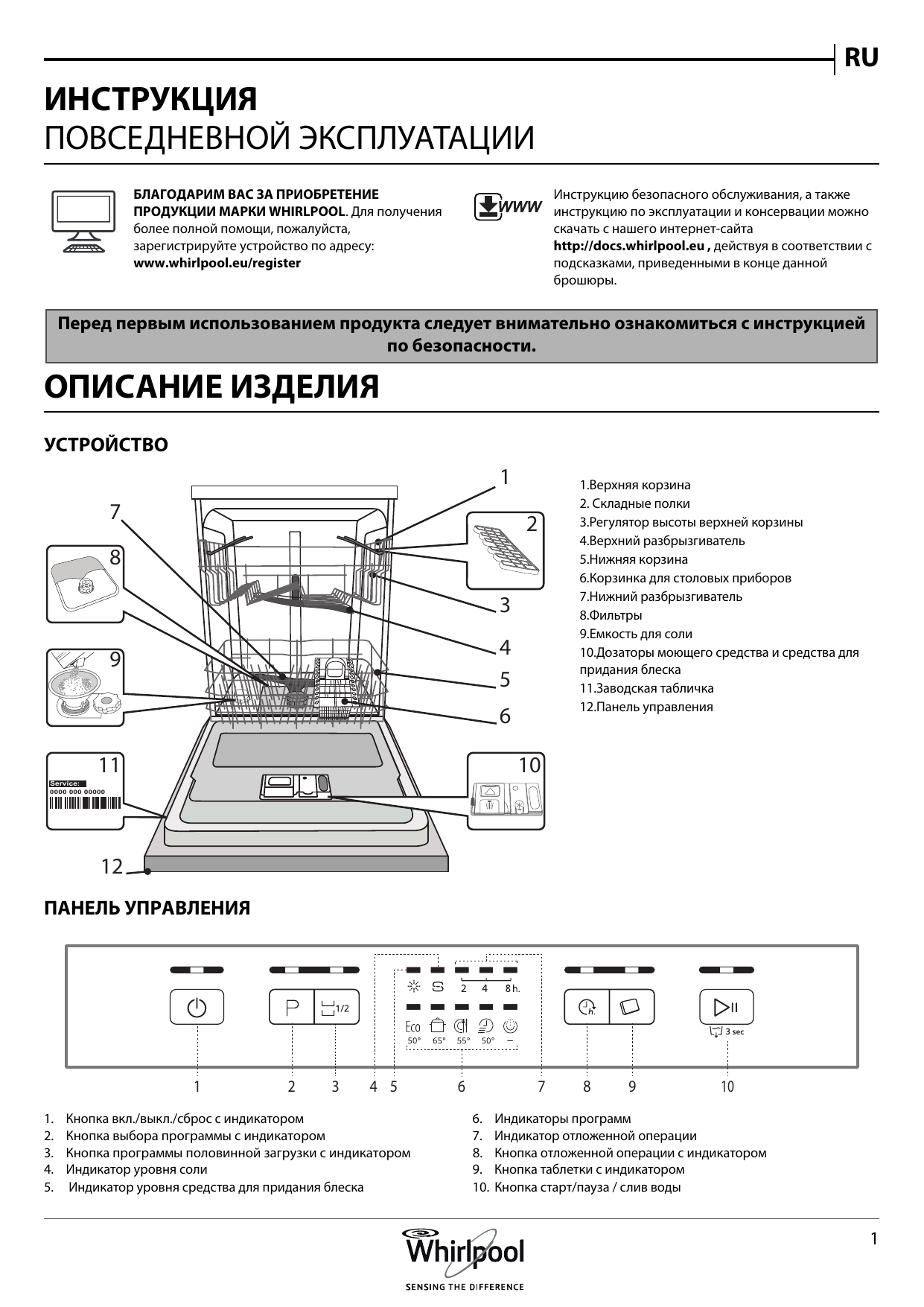 Whirlpool WFE 2B19 Руководство пользователя | Manualzz