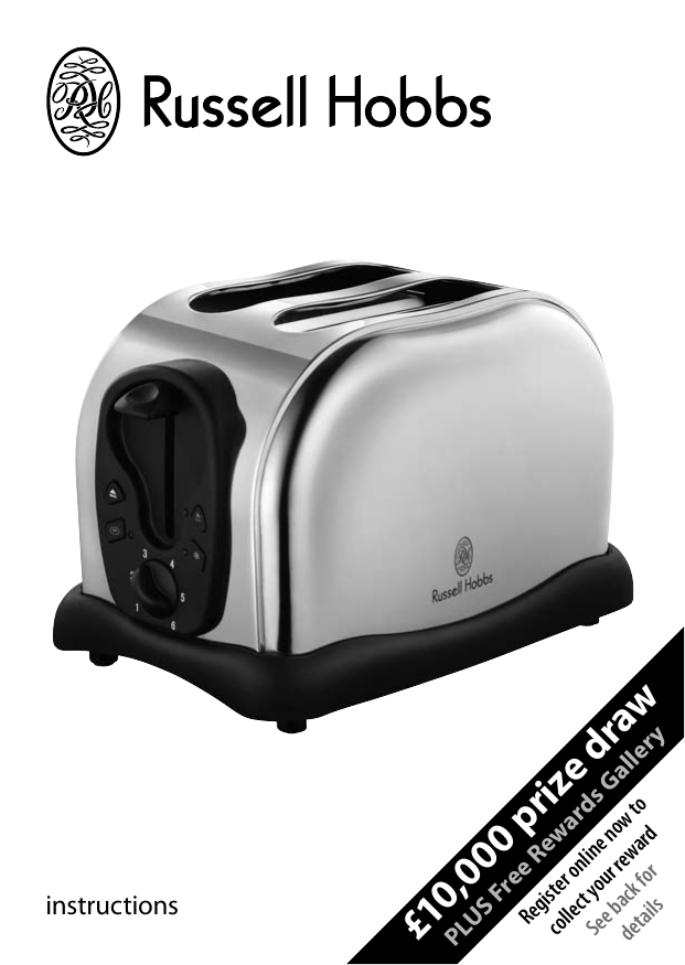 2 Slice Toaster Model No. 20618 instructions and  - Russell Hobbs