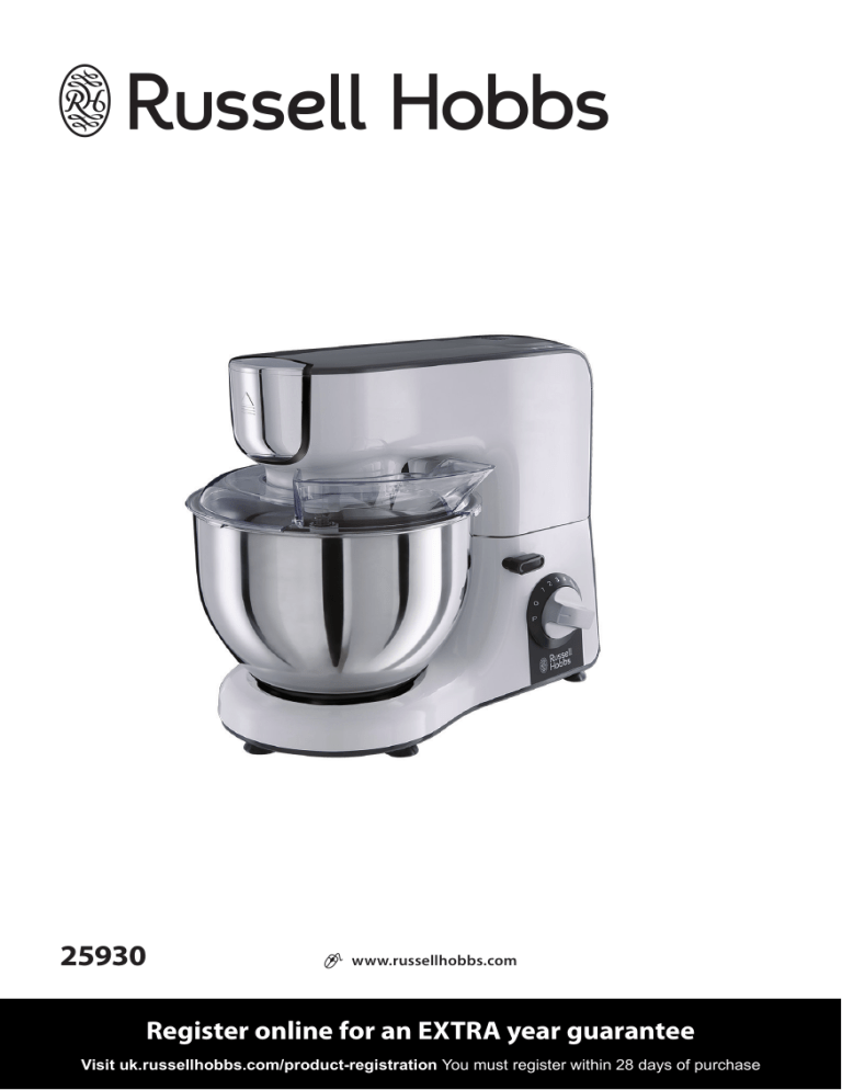 Russell Hobbs R HOBBS GO CREATE STAND MIXER WHT, 25930, 25930 Go Create