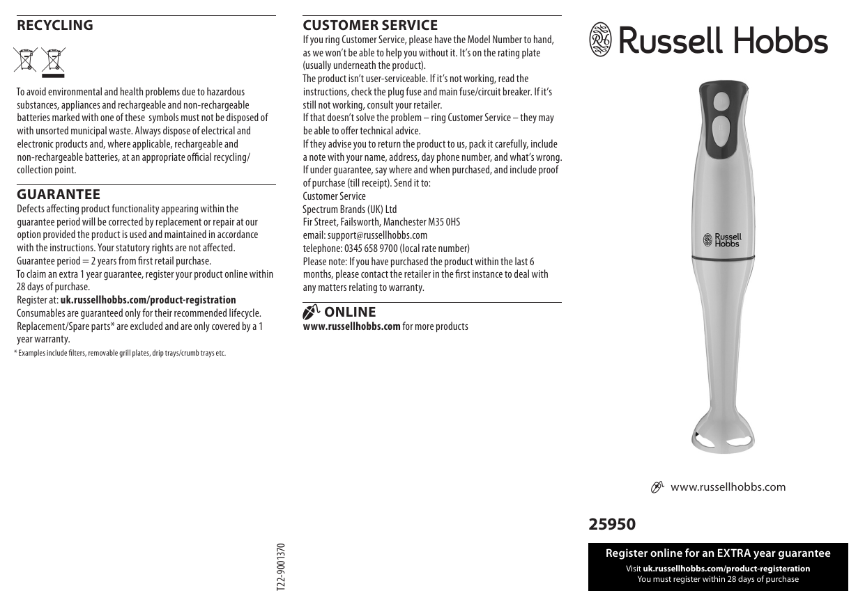 Russell Hobbs 14452 White Hand Blender