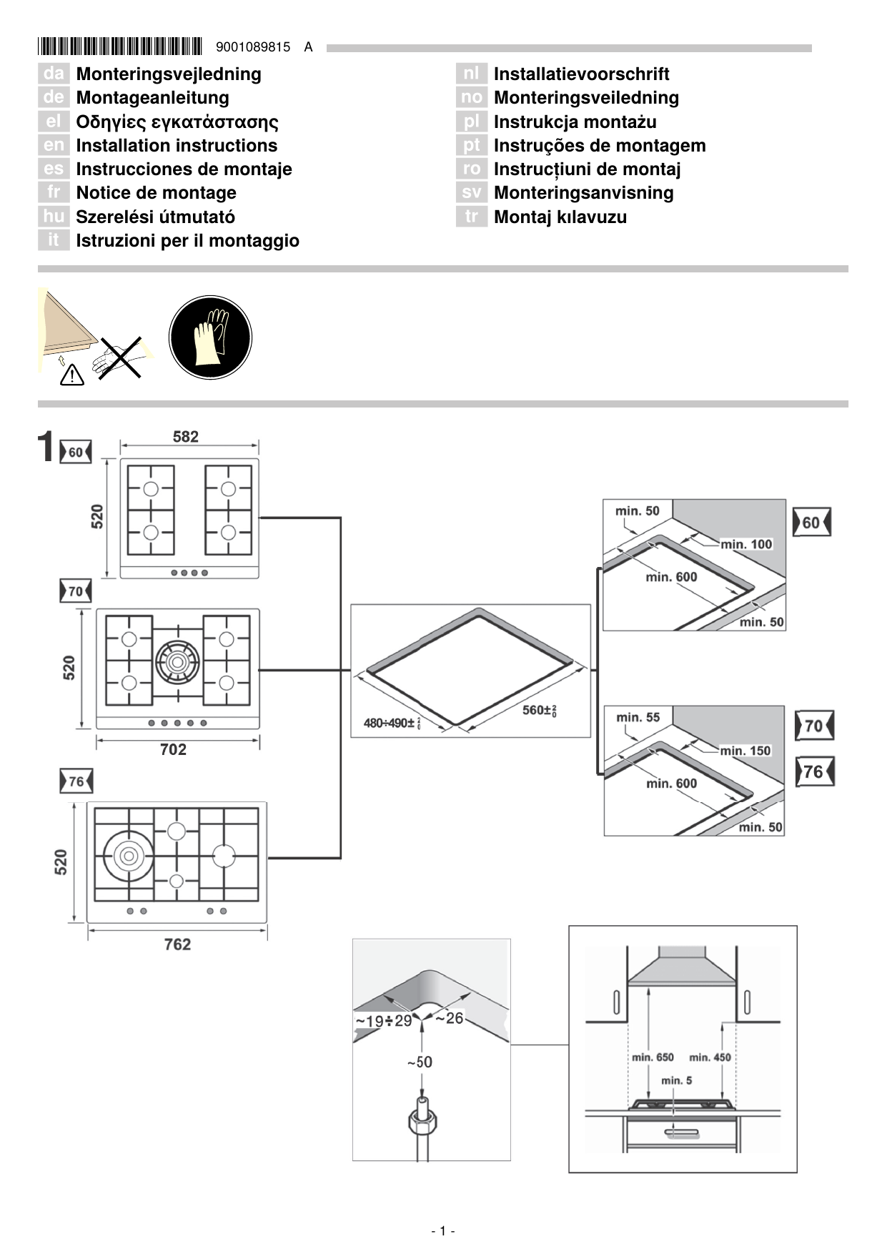 Bosch Gas hob Serie 6 Installation instructions Manualzz