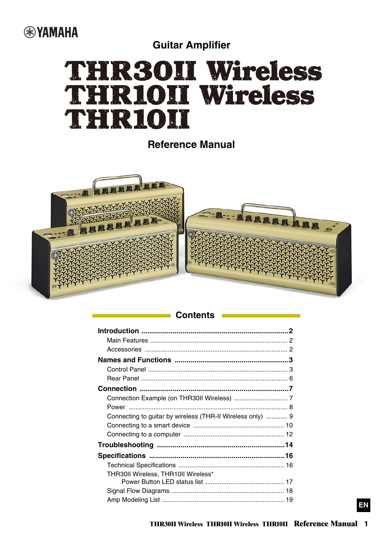 Yamaha THR30II Wireless THR10II Wireless THR10II Reference Manual 