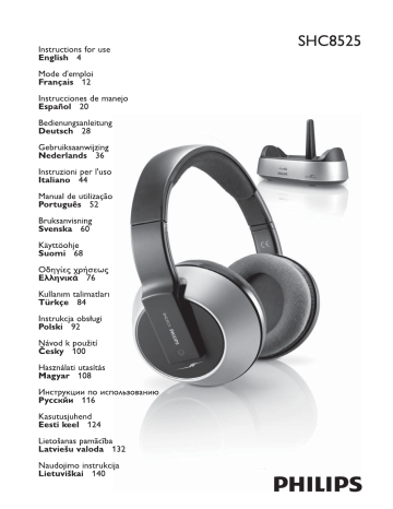 Philips Cuffie Hi-Fi wireless SHC8525/00 Istruzioni per l'uso | Manualzz