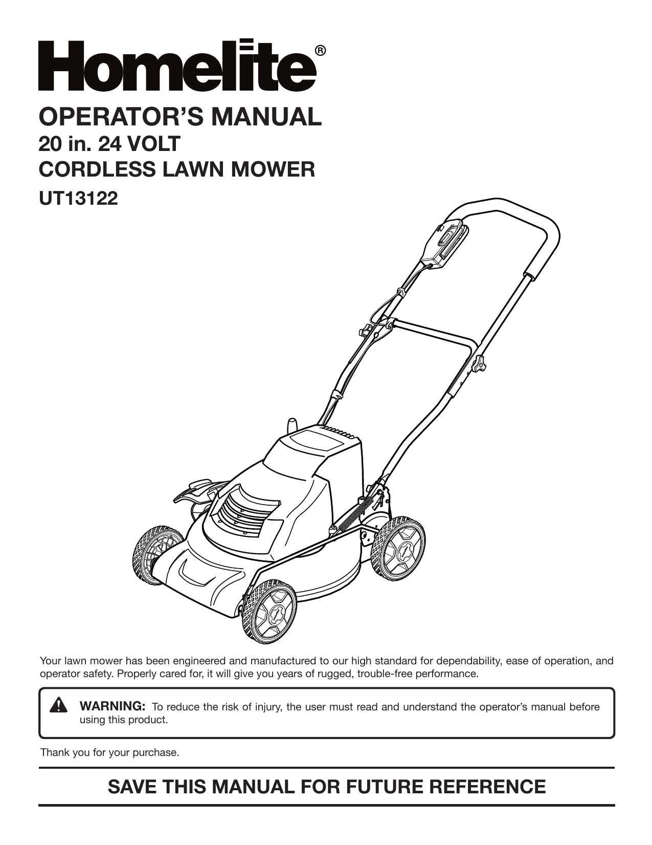 Homelite 24 volt replacement cordless online battery for electric lawn mower