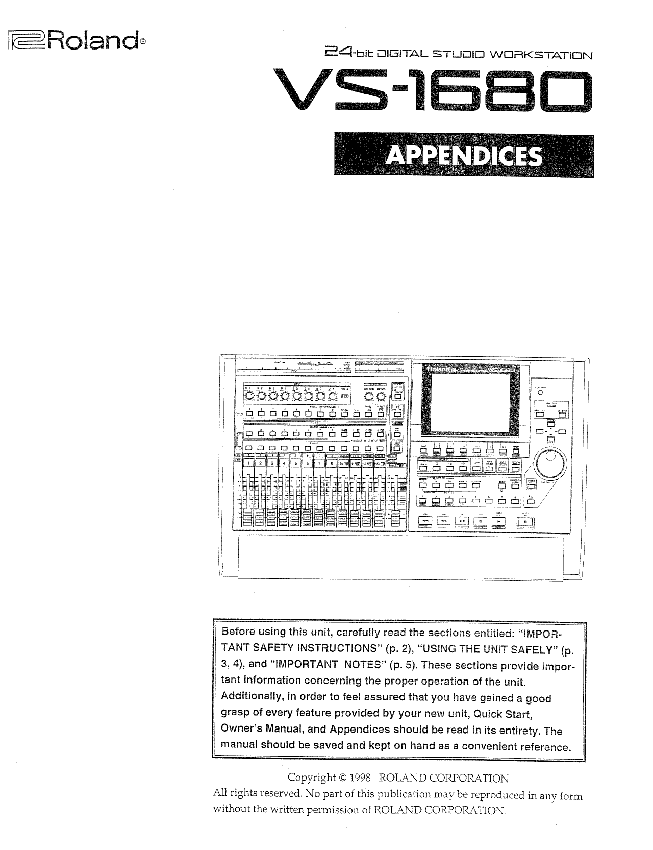 Roland Vs 1680 Owner S Manual Manualzz