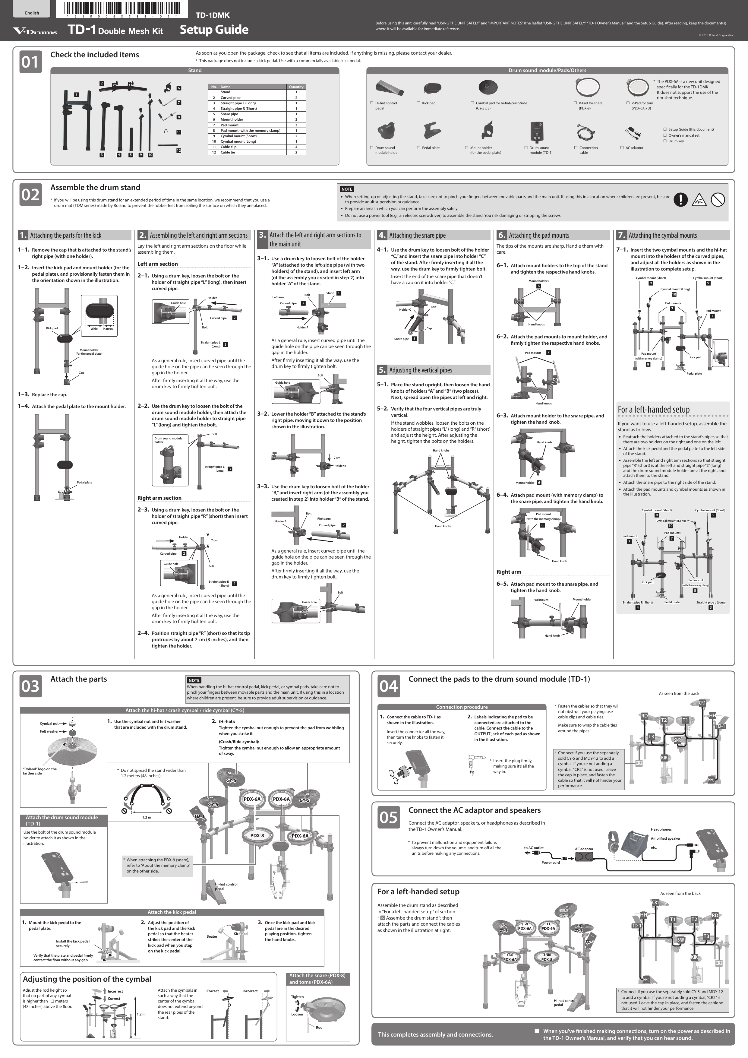 Roland Td 1dmk V Drum Set Td 1dmk Td 1dmkx Td 1dmk Installation Guide Manualzz