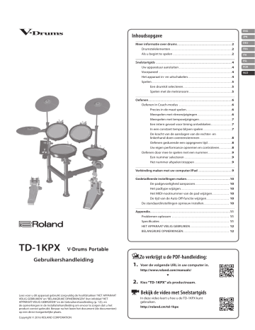 Roland TD-1KPX V-Drums Portable Owner's Manual | Manualzz