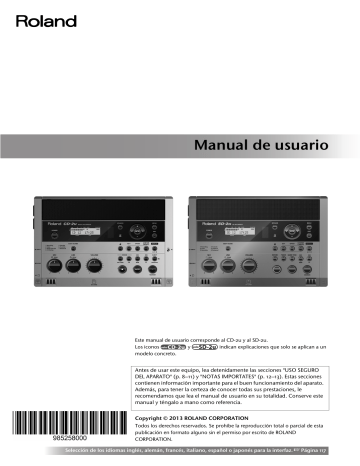 Roland CD-2u Gravador SD/CD Manual | Manualzz