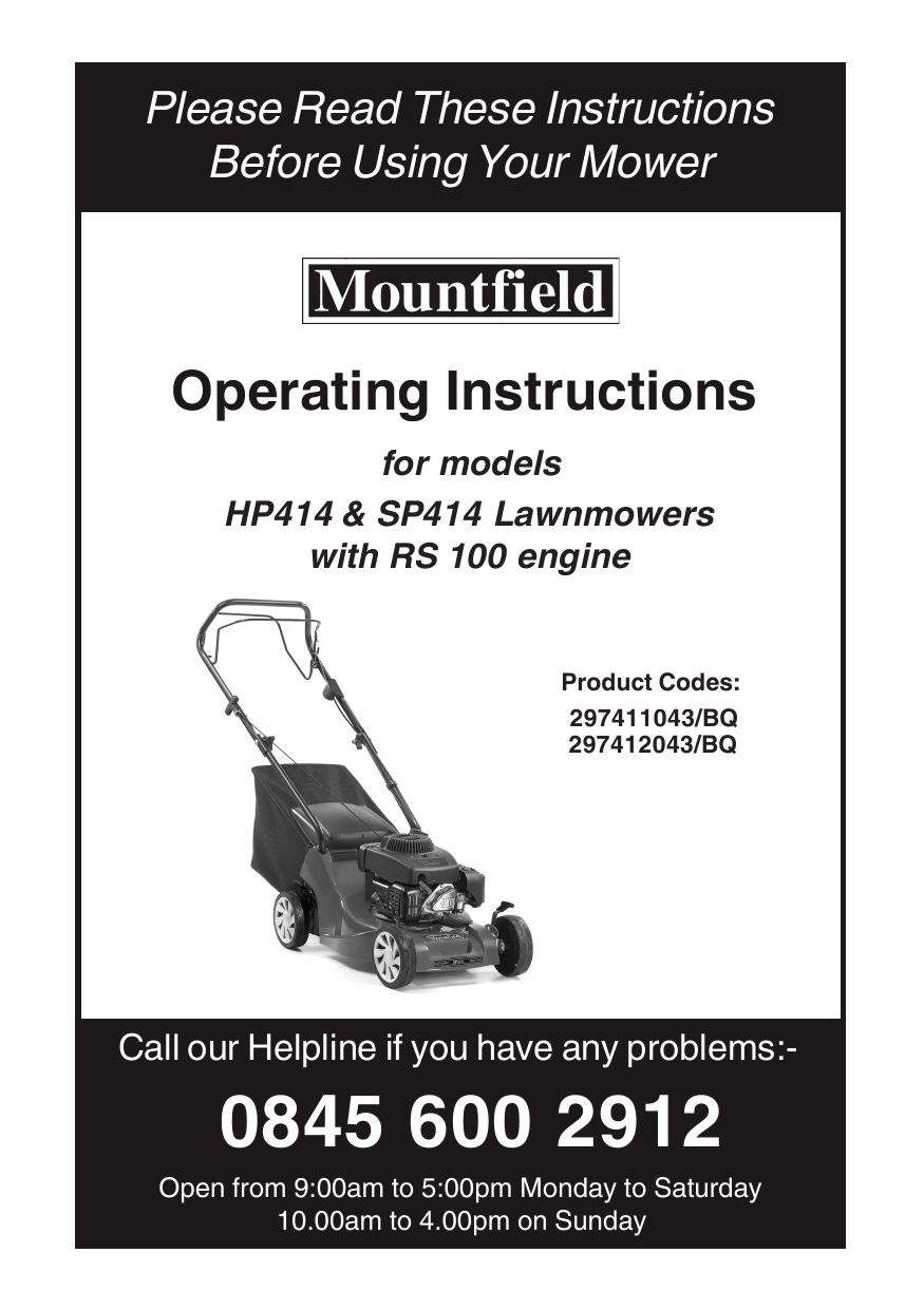 Mountfield hp414 store manual