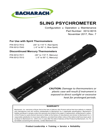 Bacharach Sling Psychrometer User manual | Manualzz