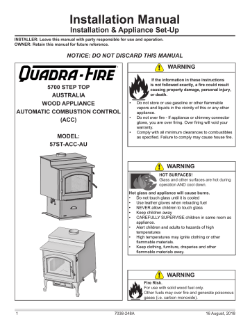 Quadrafire 5700 Step Top AU Wood Stove Installation guide | Manualzz