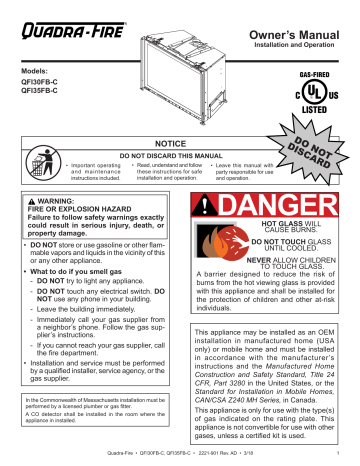 Quadrafire QFI30FB-C / QFI35FB-C User manual | Manualzz