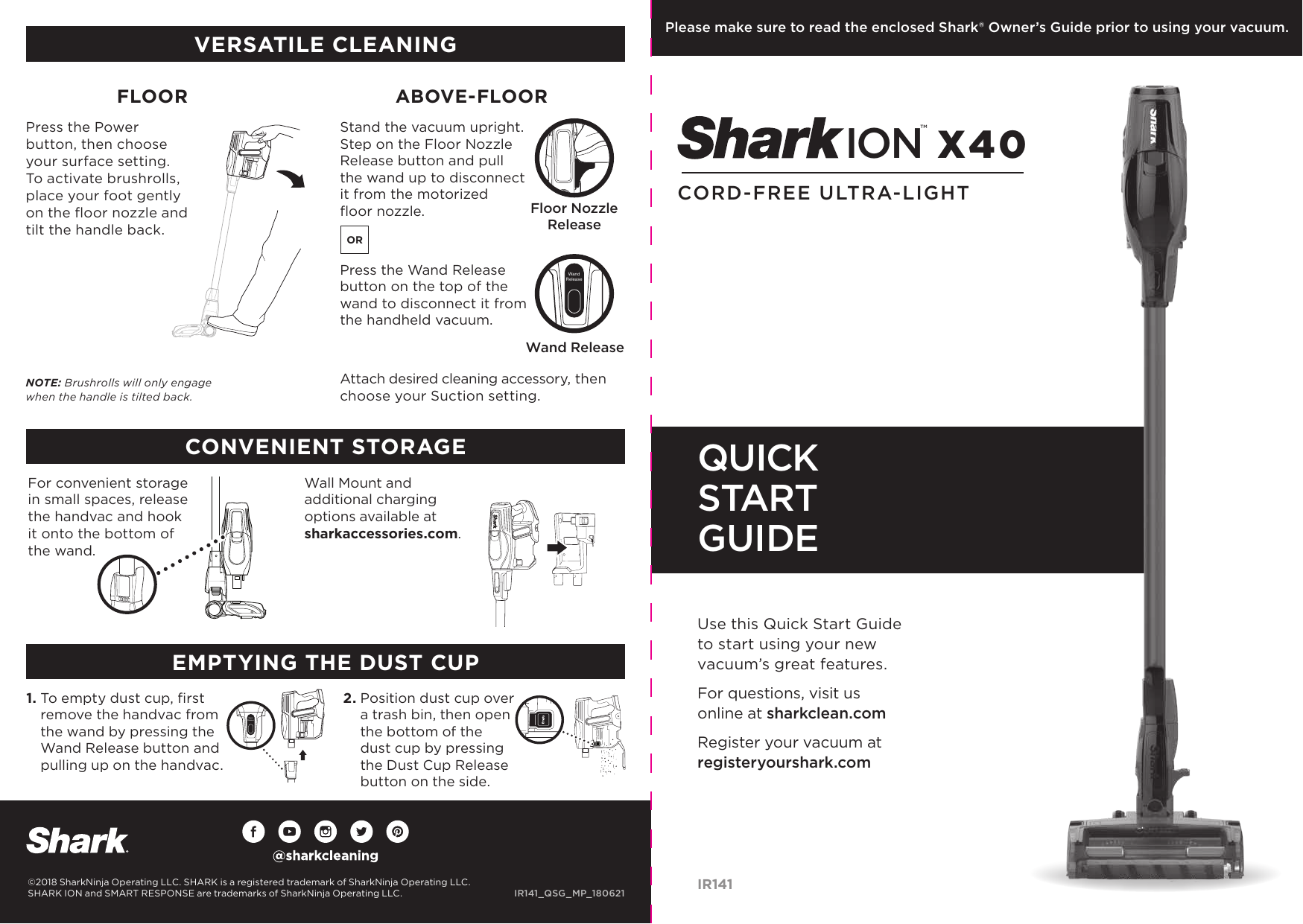 Shark IR141 Quick start guide Manualzz