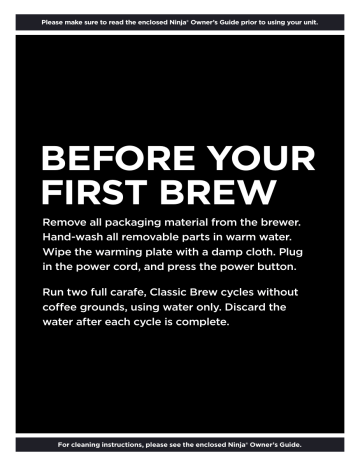 Ninja CE200 Coffee Brewer Quick Start 