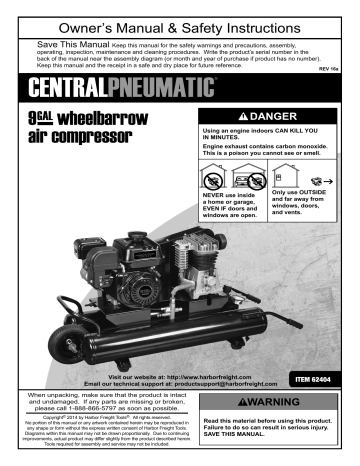 Central Pneumatic 62404 Air Compressor Owner's Manual | Manualzz