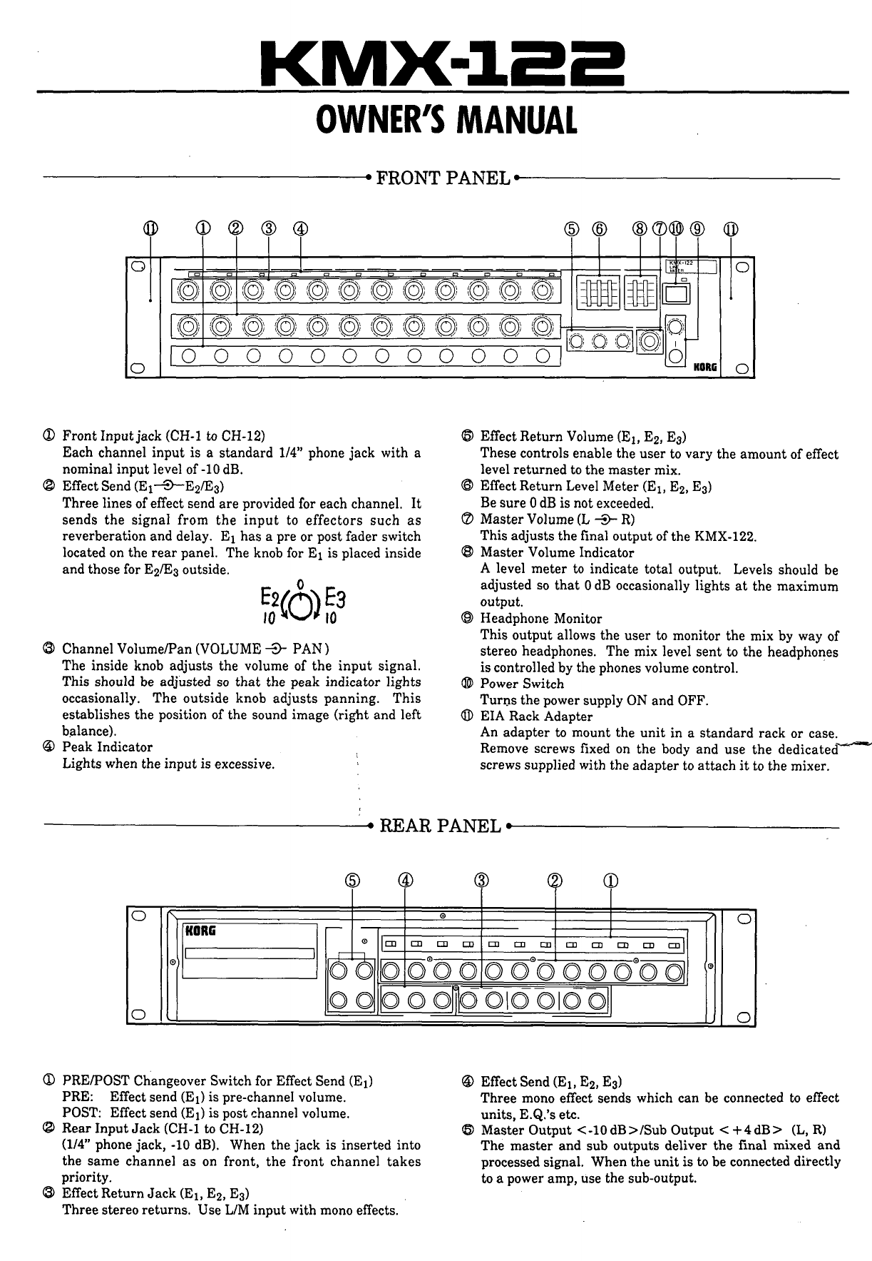 outside sound effect on Korg Kmx 122 Owner S Manual Manualzz