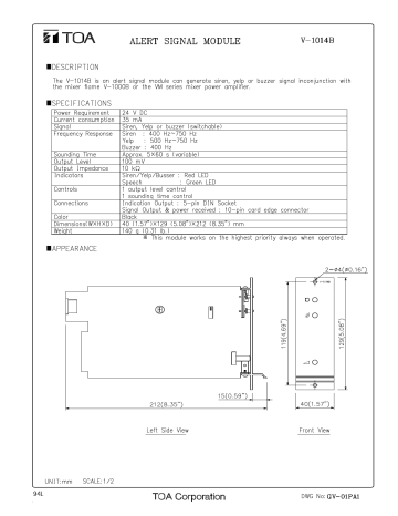TOA V-1014B User manual | Manualzz