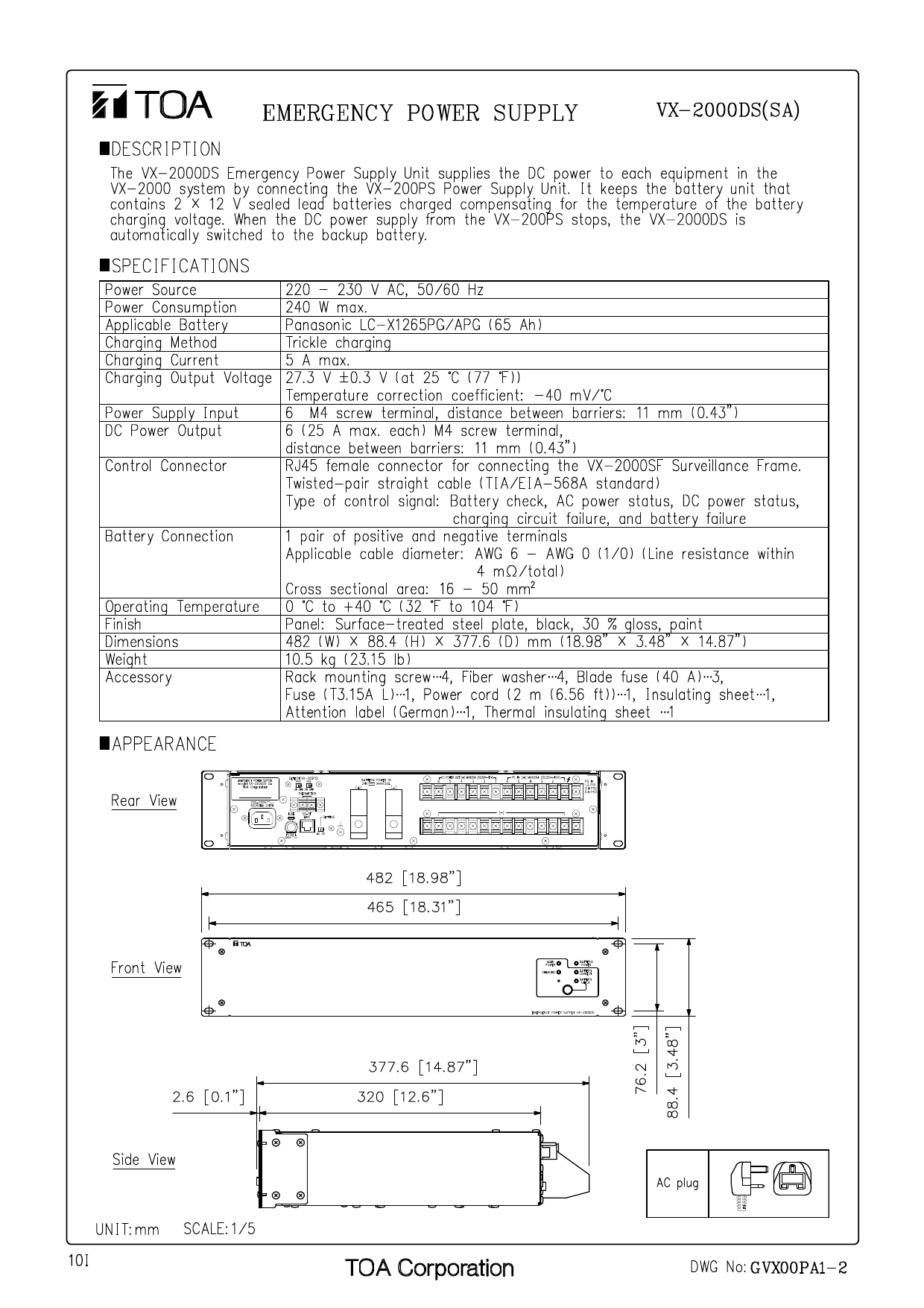 Toa Vx 00ds Sa User Manual Manualzz