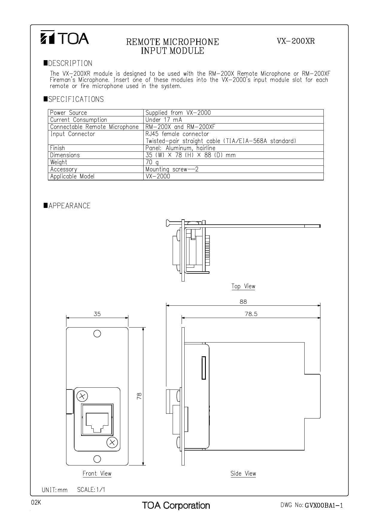 Toa Vx 0xr User Manual Manualzz