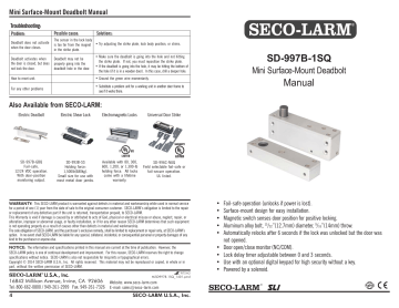 Enforcer SD-997B-1SQ Installation Manual | Manualzz