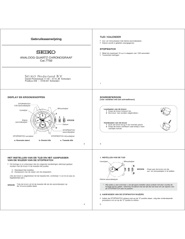 Seiko 9T92 Flemish Handleiding | Manualzz