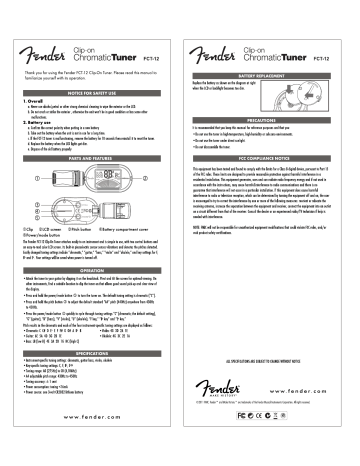 fender fct 12 tuner manual