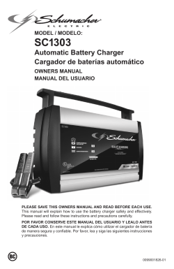 Schumacher SC1303 10A 6V/12V Fully Automatic Battery Charger - Owner's