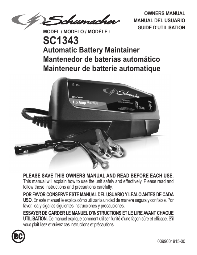 Schumacher SC1343 1.5A 6V/12V Fully Automatic Battery Maintainer Owner
