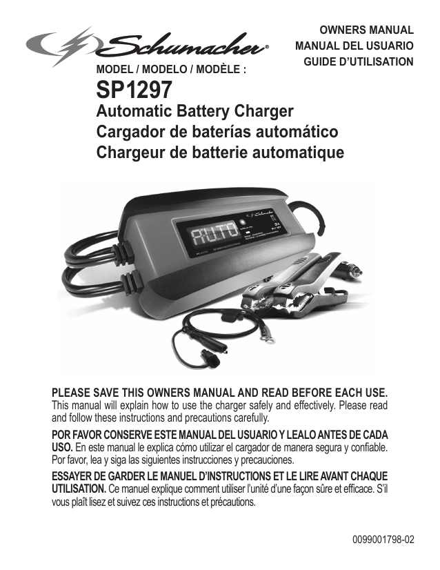 Schumacher SP1297 3A 6V/12V Automatic Battery Charger/Maintainer User
