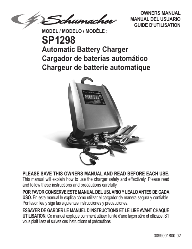 Schumacher SP1298 6A 12V Automatic Battery Charger Owner's manual | Manualzz