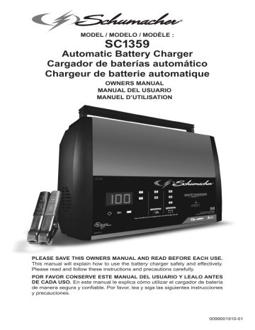 Schumacher SC1359 15A 6V/12V Fully Automatic Battery Charger Owner's ...