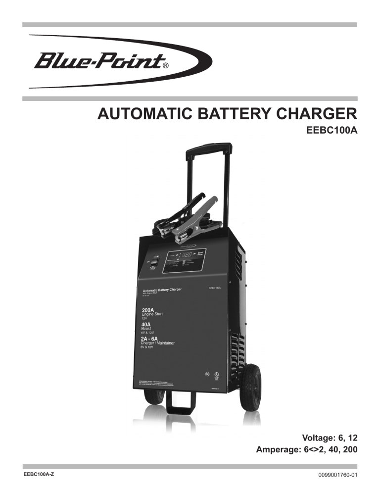 Schumacher BluePoint EEBC100A Automatic Battery Charger El manual del