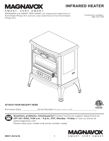 Magnavox Mg-ht1109 Deluxe Infrared Stove Heater User Manual 