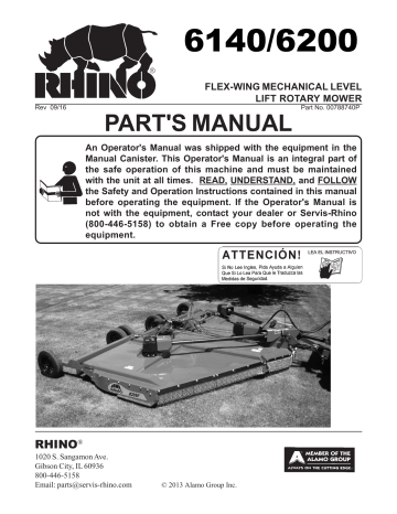 Rhino 6000 Series Rotary Cutters Flex-Wing Parts Book | Manualzz