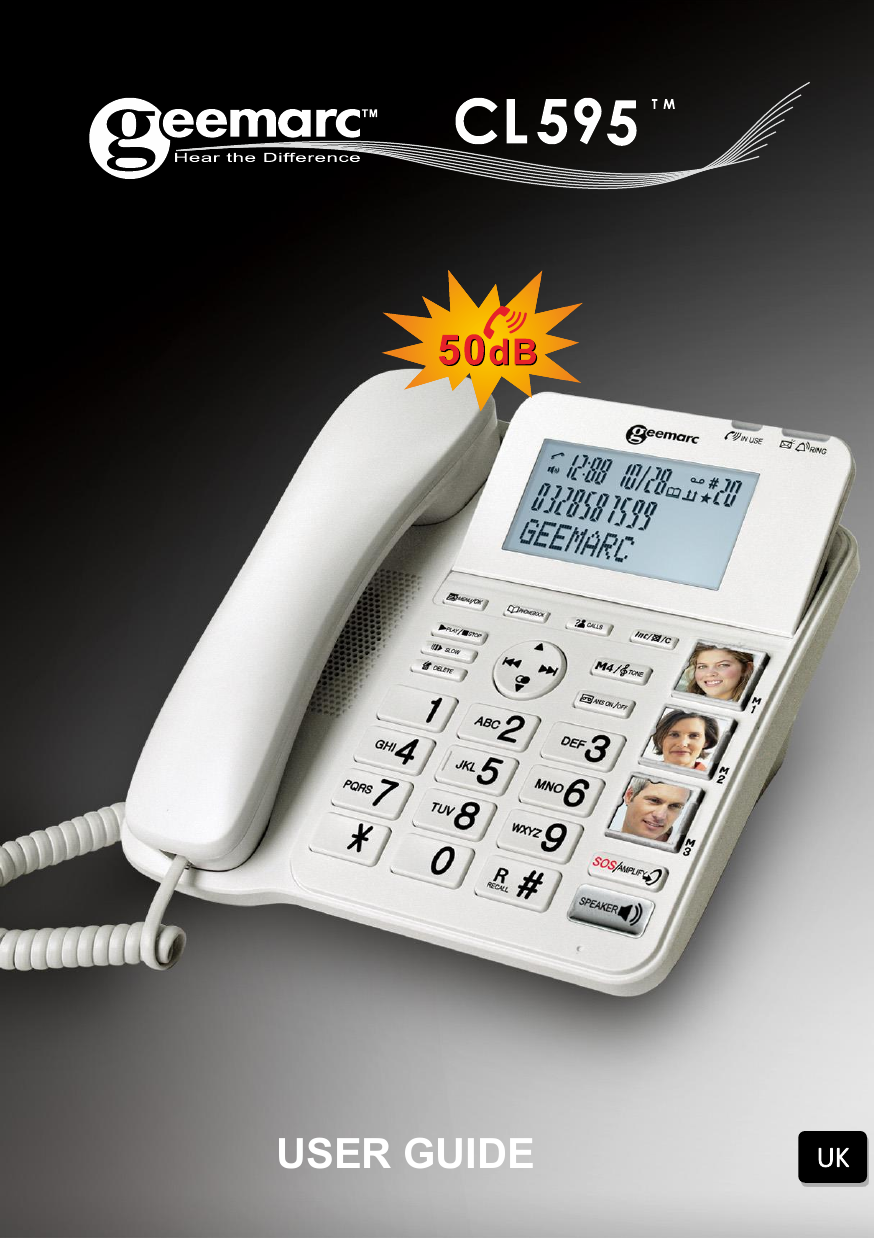 New Telephone line cord for Geemarc Cordless telephones with Answer Machine 