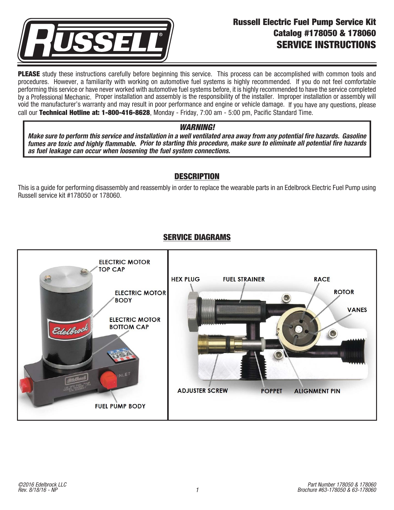 Edelbrock QuietFlo Fuel Pump Rebuild Kit for 1792, 182061