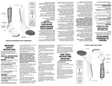 Conair GS32 ExtremeSteam® Handheld Fabric Steamer Instruction manual