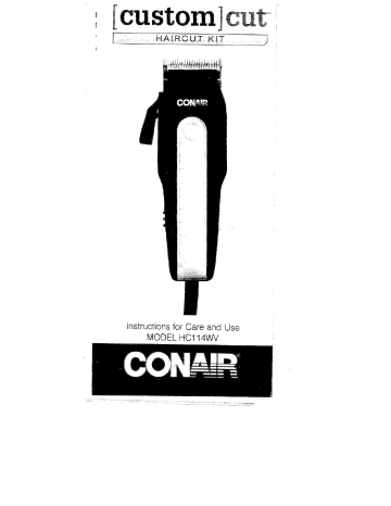 Conair Hc114wv Haircut Kit Instruction Manual