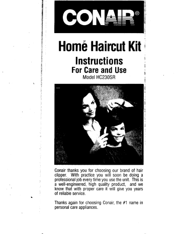 Conair HC230SR Instruction manual | Manualzz