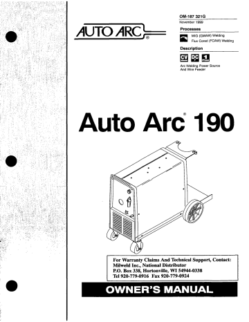 Miller AUTO ARC 190 Owner’s Manual | Manualzz