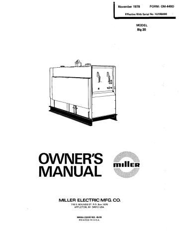 Miller BIG 20 User manual | Manualzz